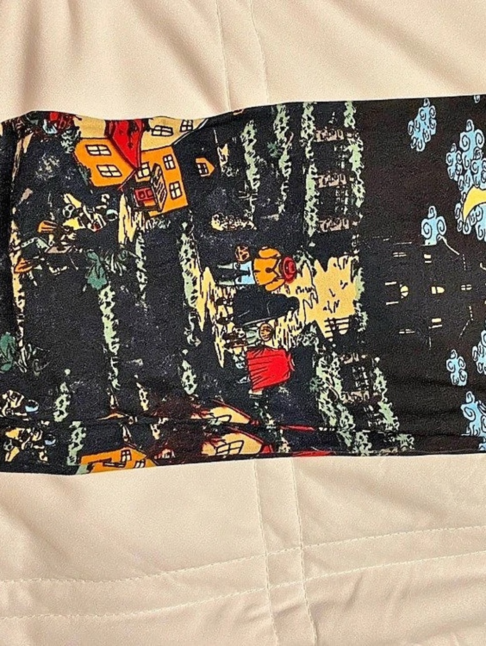 NWOT LuLaRoe T/C Halloween Haunted House Print Leggings Black & Blue - Picture 3 of 4